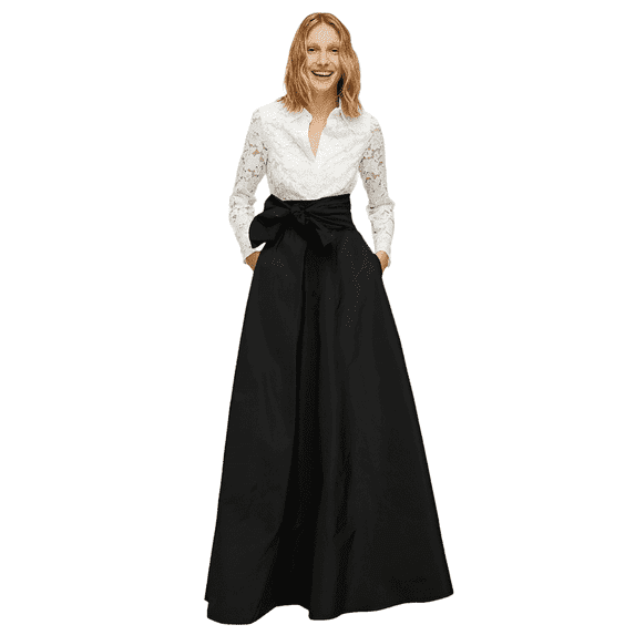Womens Black Taffeta Skirt with One Faux Pleated Design & Belt Perfect for Casual Outings & Formal Events