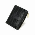 thumbnail image 1 of Womens Black Trifold Wallet - Crocodile Pattern Vegan PU Faux Leather, Slim Compact with Coin Pocket, Card Slots & ID Window, Water Resistant for Daily Use,Size, 1 of 1