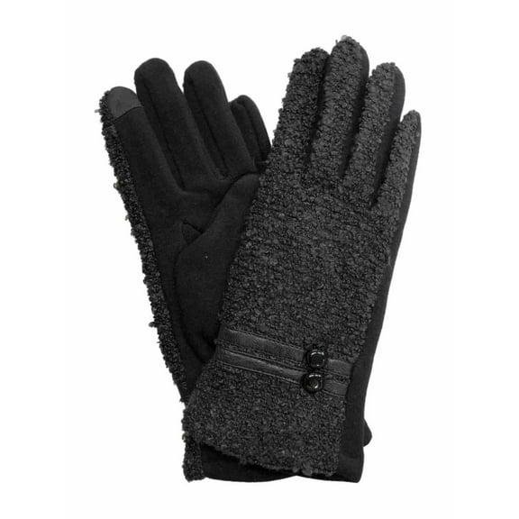 Womens Black Tweed Stretch Fit Texting & Tech Touchscreen Gloves