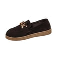 thumbnail image 1 of Womens Black Velvet Platform Loafers Slip On Shoes with Chain Detail, Comfortable Cushioned Casual & Office,Size 8.5, 1 of 9
