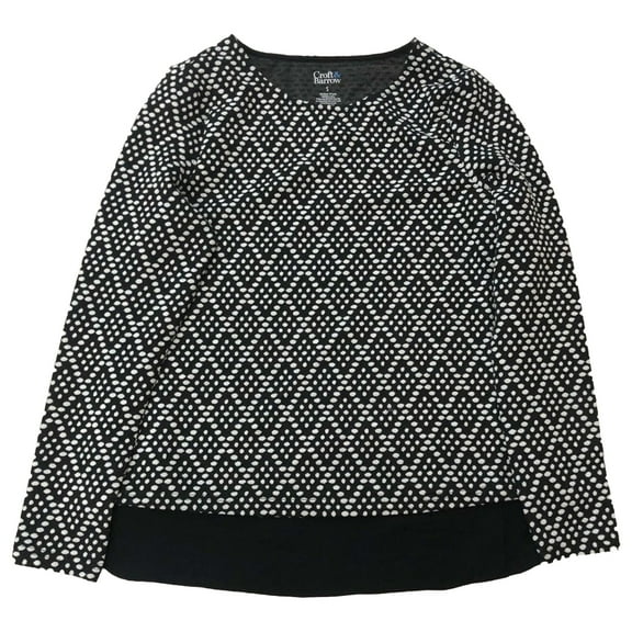 Womens Black & White Polka Dot Pull-Over Sweater Medium
