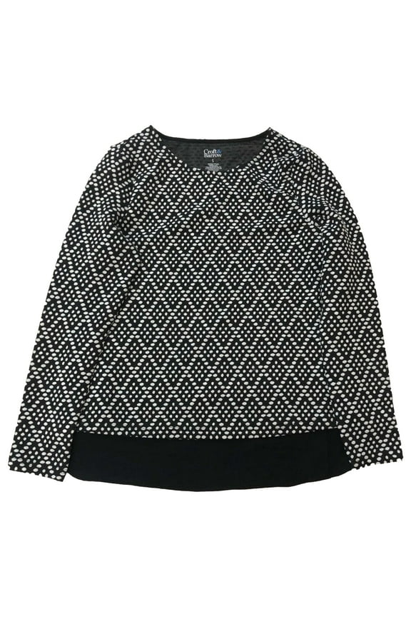 Womens Black & White Polka Dot Pull-Over Sweater X-Large