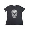 thumbnail image 1 of Womens Black & White Sugar Skull Short Sleeve Halloween Tee T-Shirt Top M, 1 of 2