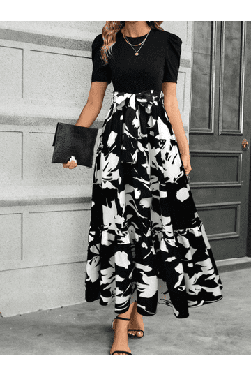 black and white flowered dress BA Nites