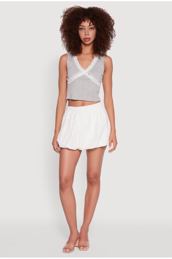 Womens Blashe Ribbon Lace Trim V-Neck Tank Top