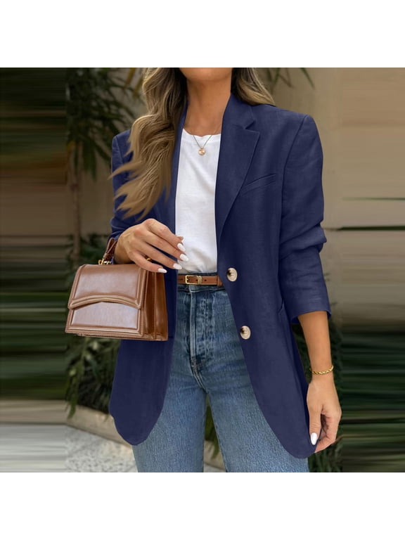 Womens Blazer 2026 Spring Fall Business Casual Oversized Long Sleeve Button Open Front Suit Jackets Work Clothes