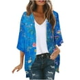 thumbnail image 1 of Womens Blazer Beach for Women Cover up 3/4 Sleeve Summer Lightweight Kimonos Cardigan Draped Open Front Casual Flowy Cover Ups Floral Shirts Multicolor M, 1 of 5
