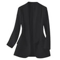 thumbnail image 1 of Womens Blazer Button Down Cardigan Elegant Notched Lapel Business Office Jacket Casual Loose Long Sleeve Work Open Front Long Black L, 1 of 7
