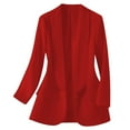 thumbnail image 1 of Womens Blazer Button Down Cardigan Elegant Notched Lapel Business Office Jacket Casual Loose Long Sleeve Work Open Front Long Red XL, 1 of 7