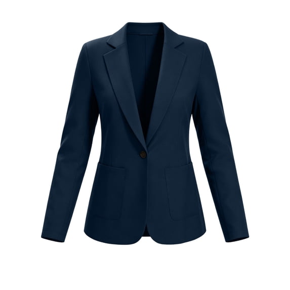 Womens Blazer Casual Long Sleeve Button Front Lightweight Spring Fall Jacket Blazers with Pockets Navy