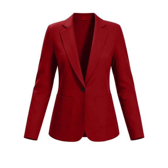 Womens Blazer Casual Long Sleeve Button Front Lightweight Spring Fall Jacket Blazers with Pockets Red