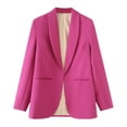 thumbnail image 1 of Womens Blazer Elegant Business Office Jacket Casual Open Front Long Loose Notched Lapel Long Sleeve Work Button Down Cardigan Hot Pink M, 1 of 5