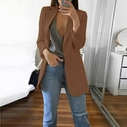 LCZIWO Women Blazer Jacket Winter,Women Blazers Plus Size,Blazer for Women's Solid Color Long Sleeve Blazer Jacket Casual Button Open Front Suits Jackets Coat with Pocket,S-5XL