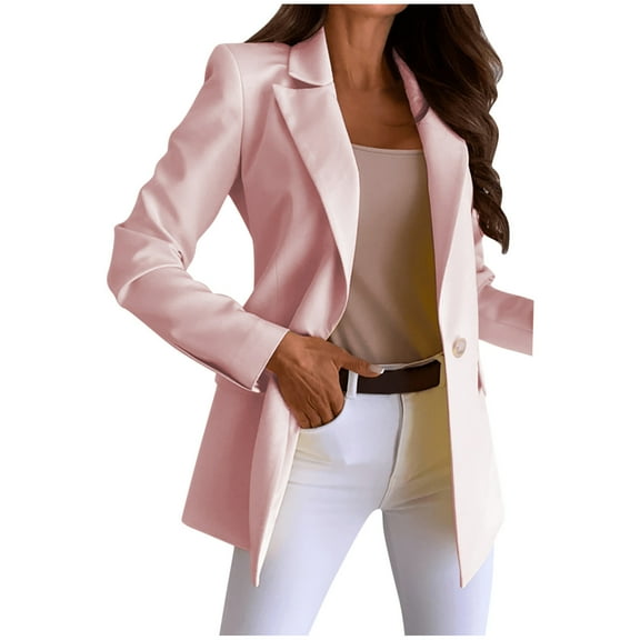Womens Blazer Jackets Casual Long Sleeve Jacket Work Office Coats Open Front Buttons Cardigan Pocket