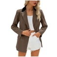 thumbnail image 1 of Womens Blazer Jackets Lapel Double Breasted V Neck Cardigan Plus Size Stylish Office Causal & Business Wear With Pockets (3XL, Coffee), 1 of 8