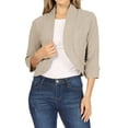 thumbnail image 1 of Womens Blazer Jackets Summer 3/4 Sleeve Fashion Casual Solid Color Three Quarter Sleeve Cardigan Short Small Coats Tops, 1 of 6