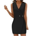 thumbnail image 1 of Womens Blazer Jumpsuits Shorts, Formal Dress V Neck Sleeveless Button Wrap Trendy Business Office Work Rompers Clothes Black XL, 1 of 7