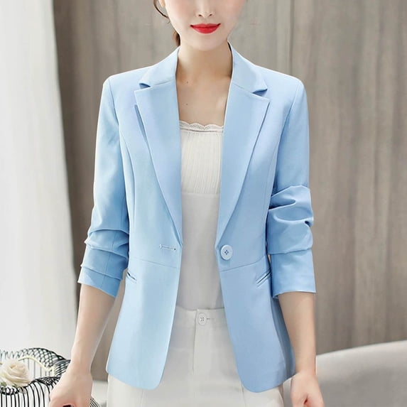 Womens Blazer Long Sleeve Button Down Collar Cardigans Loose Fit Office Wear Casual Open Front Jacket Tops for Women Suit Blazer