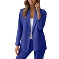 thumbnail image 1 of Womens Blazer Pant Suit Set Plus Size Office Outfits Open Front Blazer Straight Pants 2 Piece Business Casual Sets, M, 1 of 7