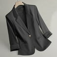 thumbnail image 1 of Womens Blazer Slim Fit 3/4 Sleeve Solid Color Notched Lapel Buttons Business Casual Work Office Jacket Suit Jacket with Pockets, 1 of 5