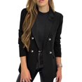 thumbnail image 1 of Womens Blazer Suit Notch Lapel Open Front Cardigan Casual Blazer with Long Sleeves Pockets and Single Button Design for Work Office Wear Black L, 1 of 6
