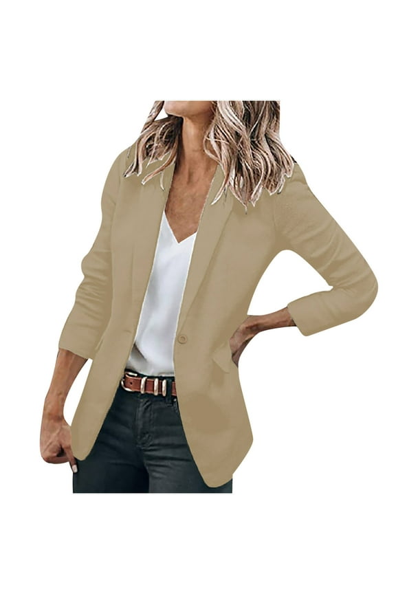 Womens Blazer Suit Open Front Cardigan Long Sleeve Blazer Jacket with Pockets Casual Solid Black Blazers Ladies Wedding Guest Elegant Outfit Business Office Work Blazer