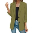 thumbnail image 1 of Womens Blazer, Yigetop Womens Casual Jacket Pockets Long Sleeve Open Front Button Work Lapel Button Jacket Oversized Blazers for Women Army Green L, 1 of 9