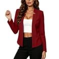 thumbnail image 1 of Womens Blazers Dressy Notch Lapel Open Front Suit Jackets Business Casual Long Sleeve Solid Blazer Jacket Red XL, 1 of 8
