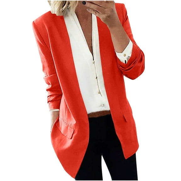 Womens Blazers For Work Casual Sevevn Womens Fashion Turn Down Collar Long Sleeve Casual Coat Suit Jacket