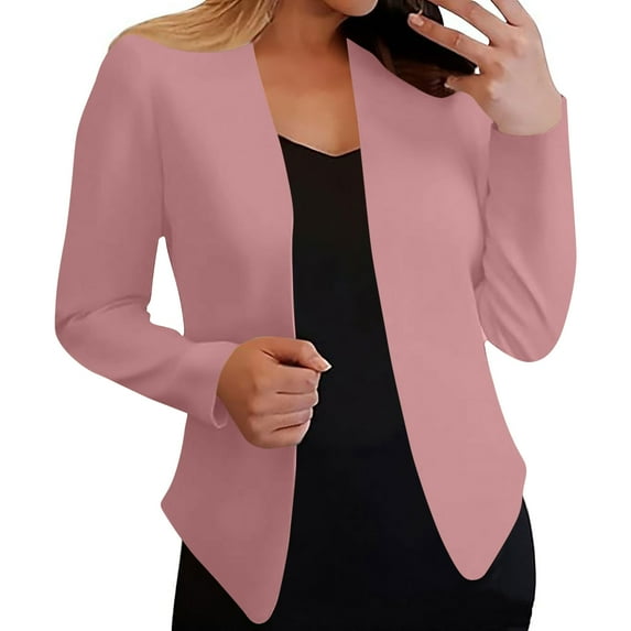 Womens Blazers Long Sleeve Light Weight Open Front Cropped Suit Jacket Office Work Blazer Jacket Ladies Winter Warm Puffer Coat 3XL