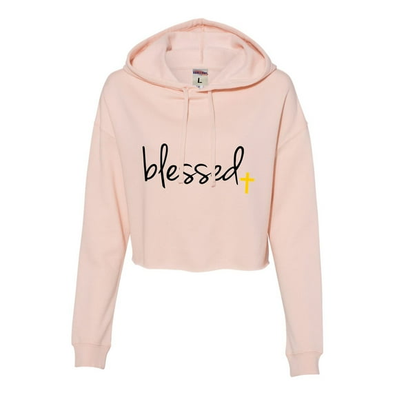 Womens Blessed Christian Humble Cropped Hooded Sweatshirt