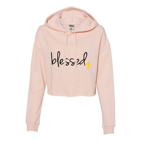 Womens Blessed Christian Humble Cropped Hooded Sweatshirt
