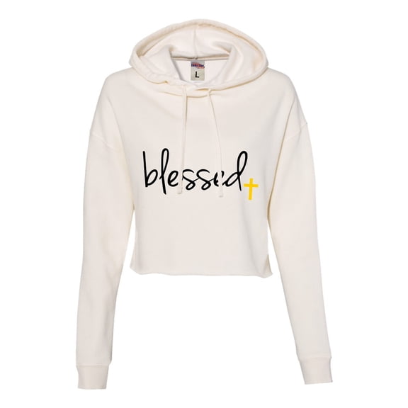 Womens Blessed Christian Humble Cropped Hooded Sweatshirt