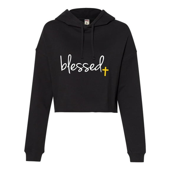 Womens Blessed Christian Humble Cropped Hooded Sweatshirt