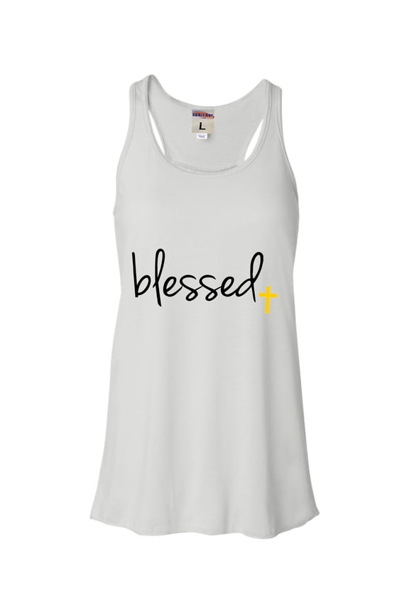 Womens Blessed Christian Humble Flowy Racerback Tank Top T-Shirt