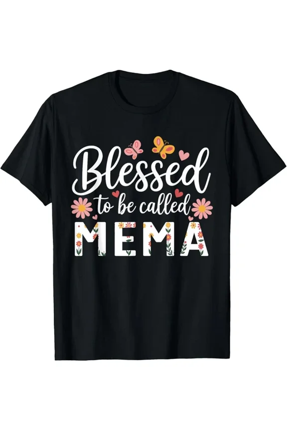 Womens Blessed To Be Called Mema Butterfly Flower T-Shirt Unisex S-5XL Hot Trending Shirt, Vintage Birthday Gift