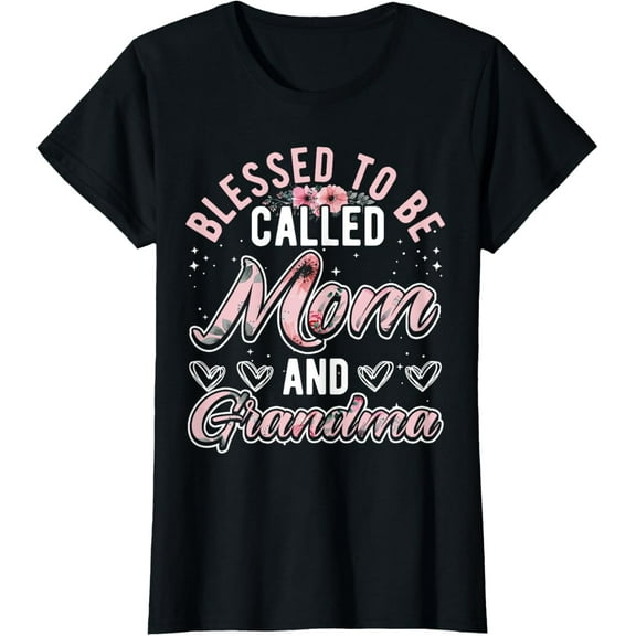 Womens Blessed To Be Called Mom And Grandma T-ShirtMen and women, Black T-shirt, size: Extra large S-4XL