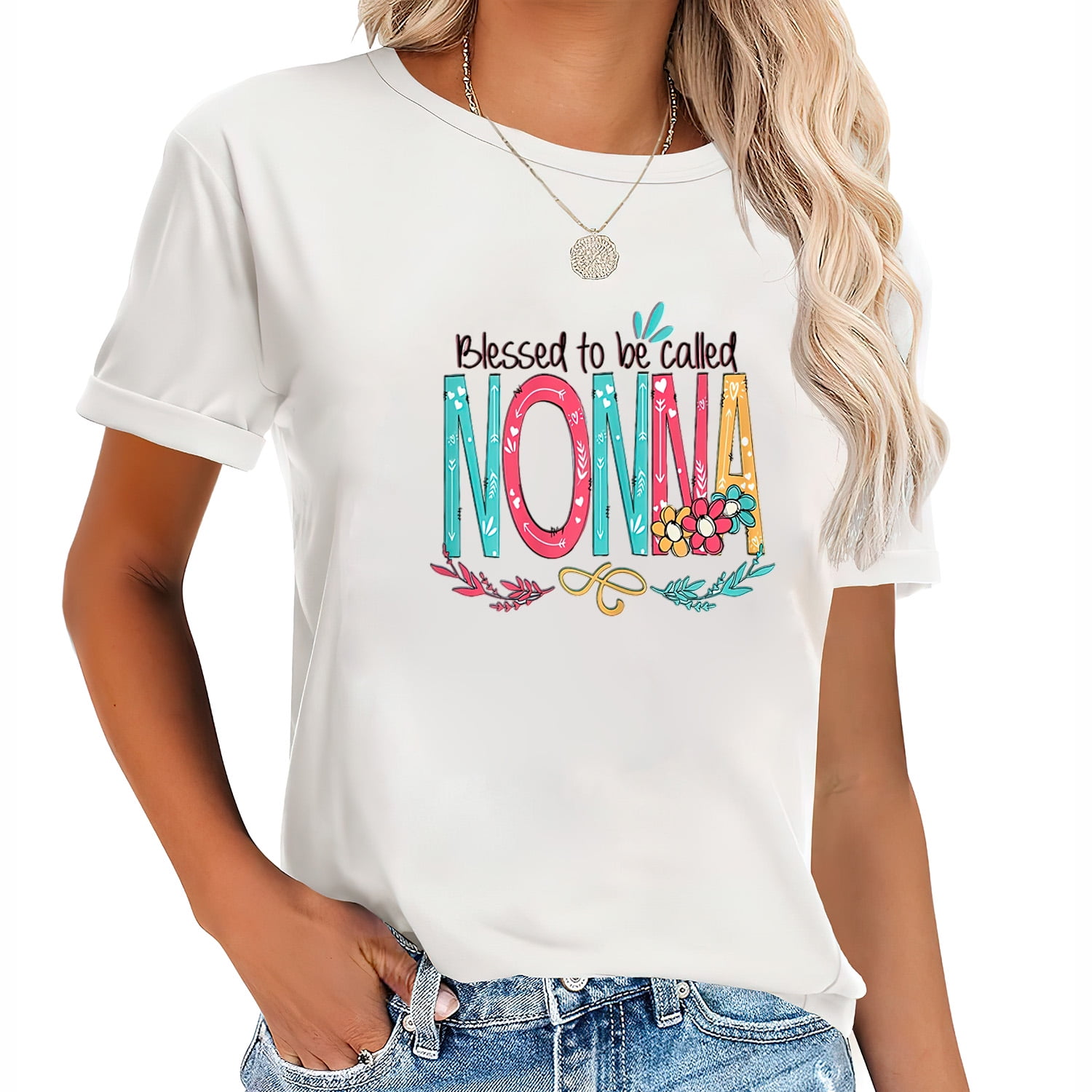 Womens Blessed To Be Called Nonna Colorful Gifts-Grandma Tee Womens Blessed To Be Called Nonna Colorful Gifts-Grandma Tee