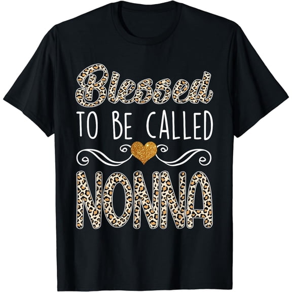 Womens Blessed To Be Called Nonna Leopard Gift T-Shirt