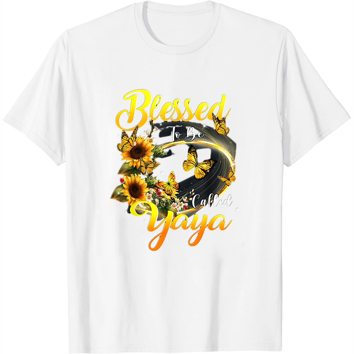 Womens Blessed To Be Called Yaya Shirt Sunflower Lovers Grandma TShirt
