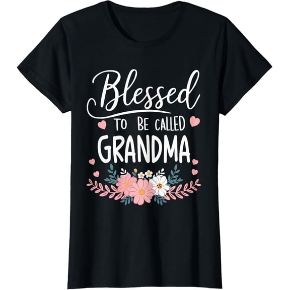 Womens Blessed To Be Grandma Floral Women Grandma Happy Mothers Day T-Shirt100% cotton