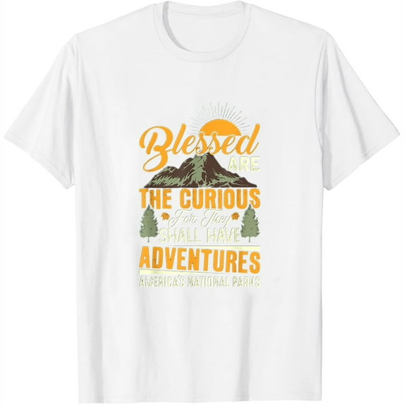 Womens Blessed are The Curious Shirt - National Parks T-Shirt White 4X-Large