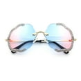thumbnail image 1 of Womens Bling Rhinestone Jewel Rimless Cloud Shape Luxury Sunglasses Gold - Blue Pink, 1 of 8