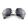 thumbnail image 1 of Womens Bling Rhinestone Jewel Rimless Cloud Shape Luxury Sunglasses Gold - Smoke, 1 of 8