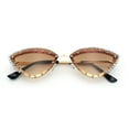 thumbnail image 1 of Womens Bling Rhinestone Rimless Cat Eye Metal Rim Luxury Sunglasses Gold - Brown, 1 of 8