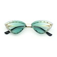 thumbnail image 1 of Womens Bling Rhinestone Rimless Cat Eye Metal Rim Luxury Sunglasses Gold - Green, 1 of 8