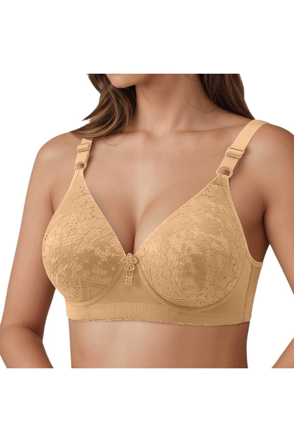 Womens Blissful Florals Bralette - No Underwire Push Up Bra, 2026 New Deep V-Neck Sensuous Plunging Brassiere