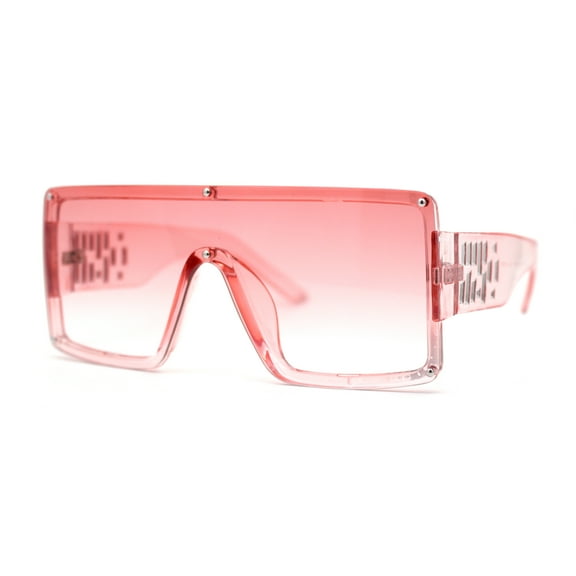 Womens Block Shield Lens Robotic Rectangle Sunglasses All Pink
