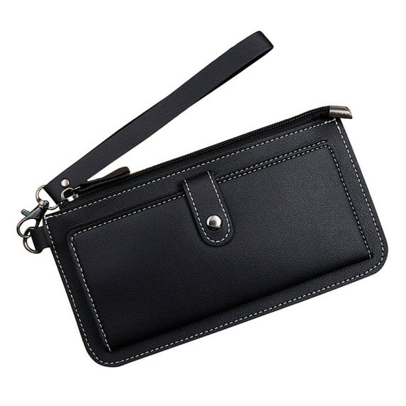 Womens Blocking Large Capacity Clutch Wallet Multi Card Organizer-black