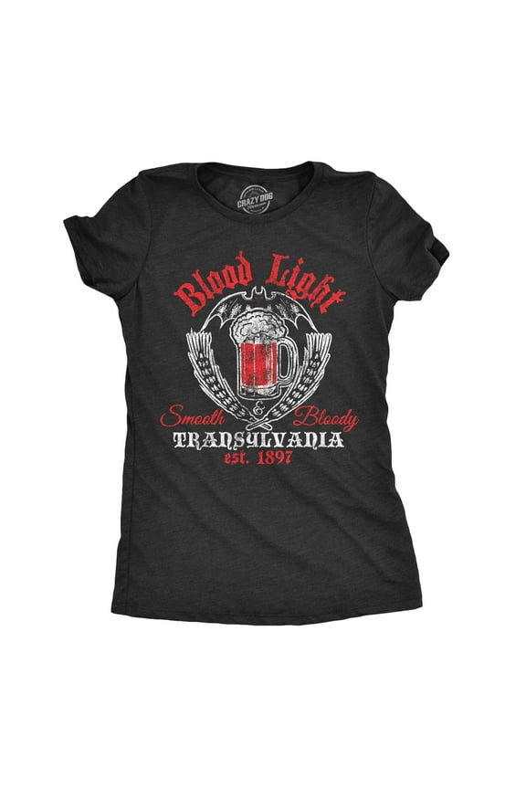 Womens Blood Light T Shirt Funny Beer Parody Vampire Halloween Tee for Ladies Womens Graphic Tees